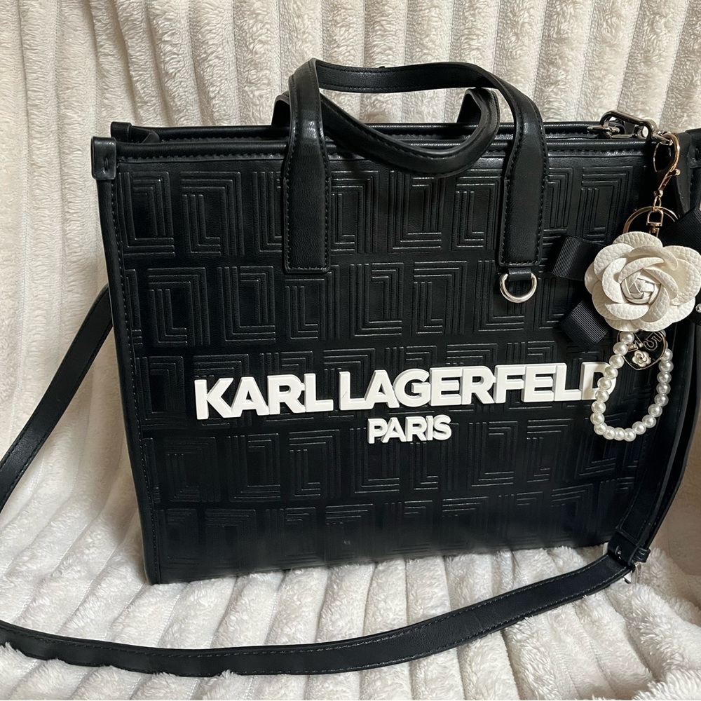 Karl Lagerfeld Black Embossed Tote